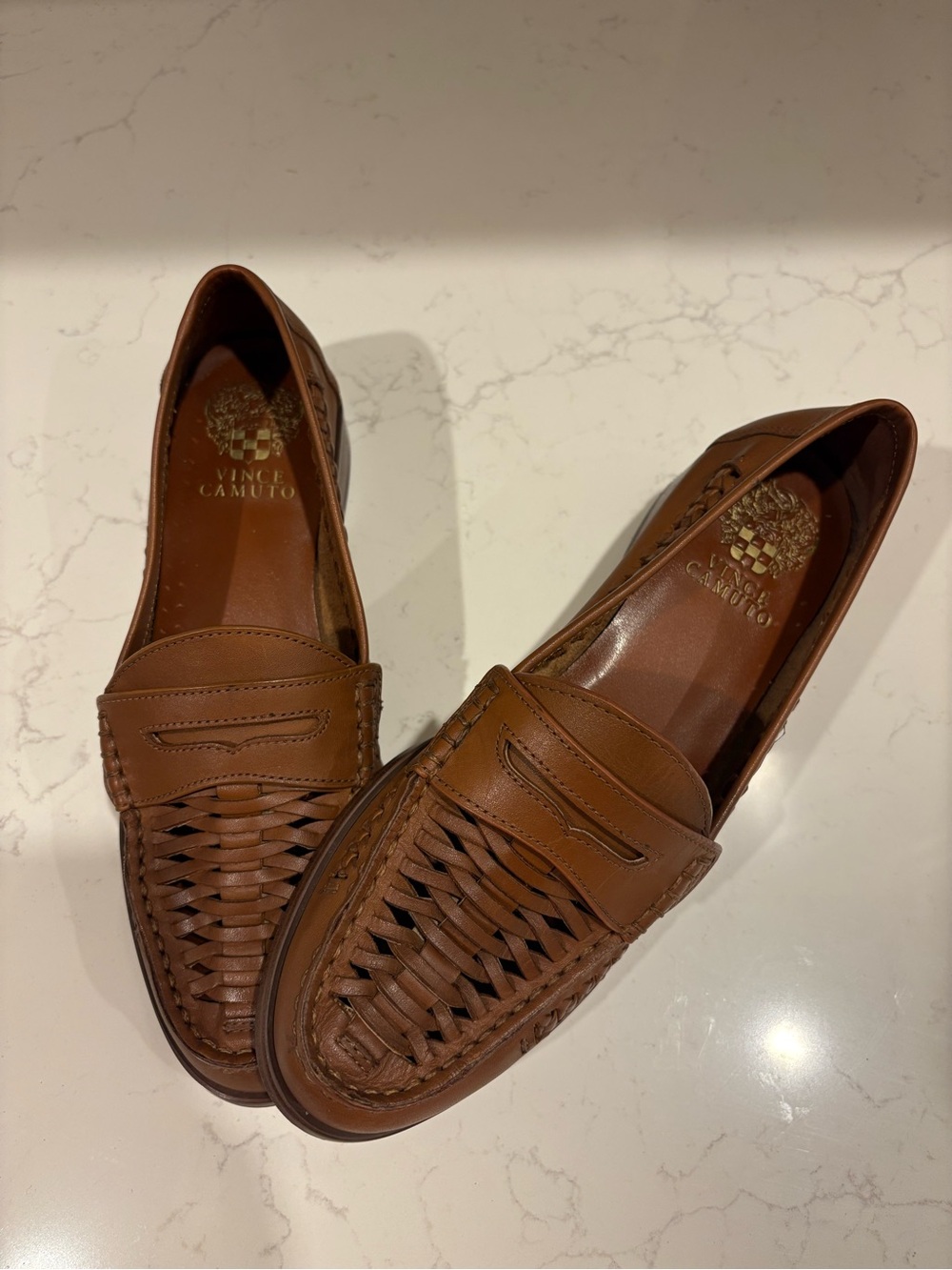 Vince Camuto Calie loafer, Brown Woven Leather Penny Loafer - Picture 11 of 11
